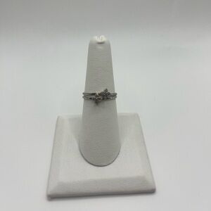 Dainty Silver Crystal Flower Rings